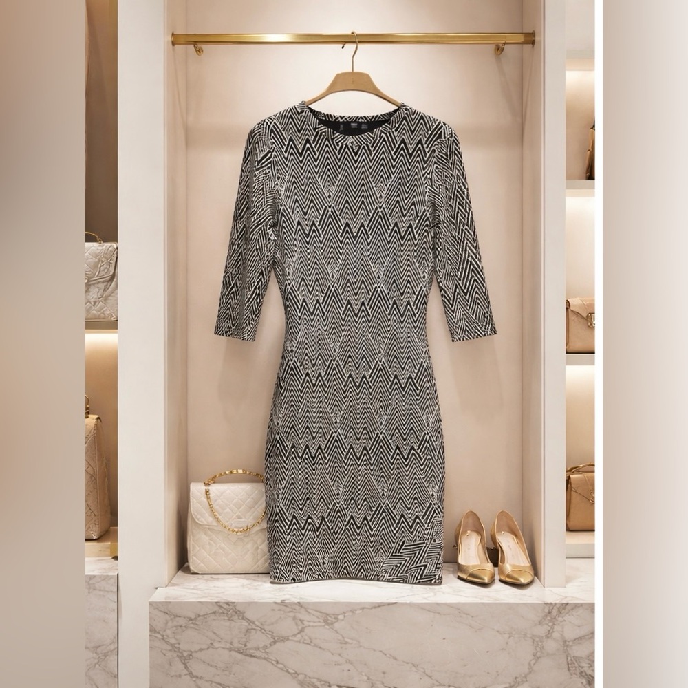 MNG basic geometric fitted dress